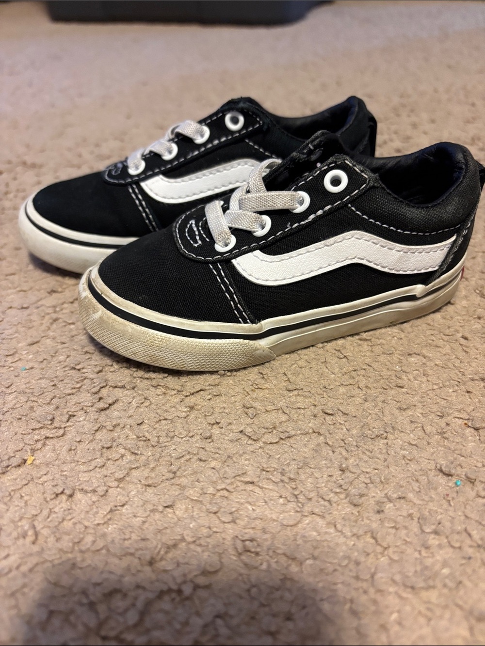 Vans Kids Black and White Low-Top Skate Sneakers